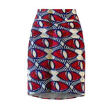 Red Eye Wave African Pencil Skirt