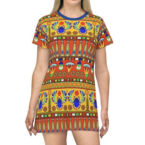 Egyptian Scarab African T-Shirt Dress - $42.99