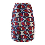 Red Eye Wave African Pencil Skirt