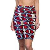 Red Eye Wave African Pencil Skirt