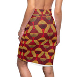 Red Wave African Midi Skirt
