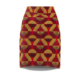 Red Wave African Midi Skirt