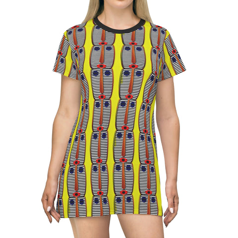 Spirit Mask - Yellow - T-Shirt Dress - $42.99
