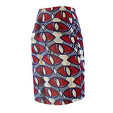 Red Eye Wave African Pencil Skirt