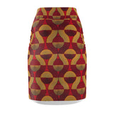 Red Wave African Midi Skirt