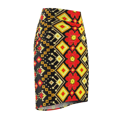 Lava Flower  African Midi Skirt