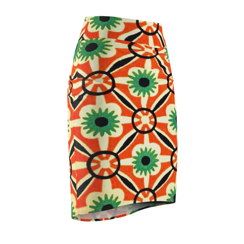 Abstract Orchid  Midi Skirt