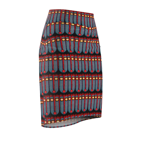 African Spirit Mask Midi Skirt