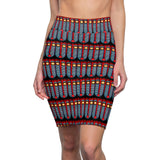 African Spirit Mask Midi Skirt